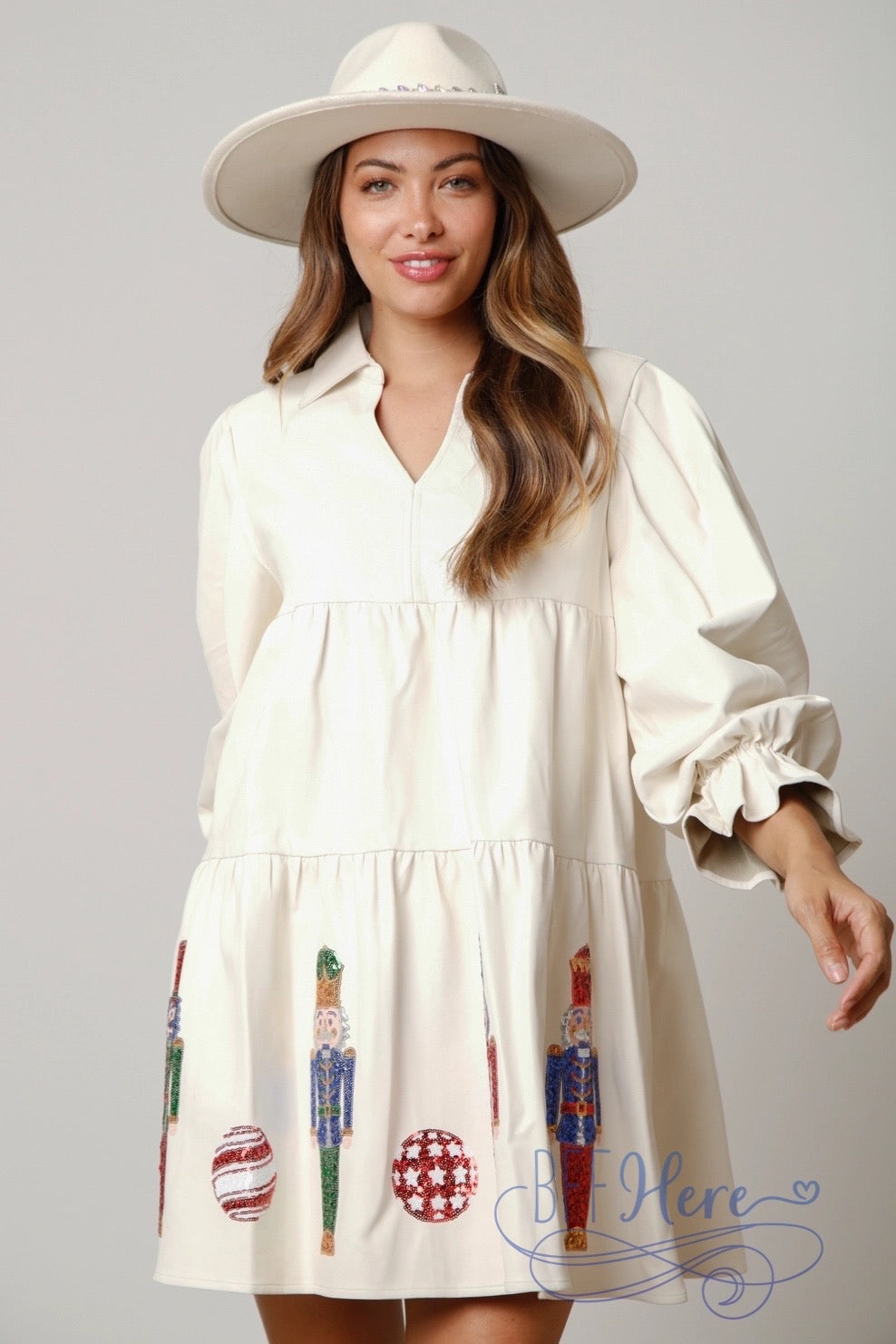 Festive Fantasy: Nutcracker & Ornaments Holiday Mini Dress / Choice of Color - BFF Here