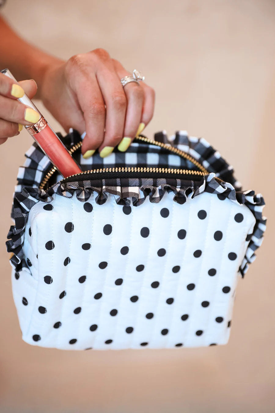 PREORDER: Gingham Polka Dot Quilted Ruffle Bag by Jess Lea (ETA: June) - BFF Here