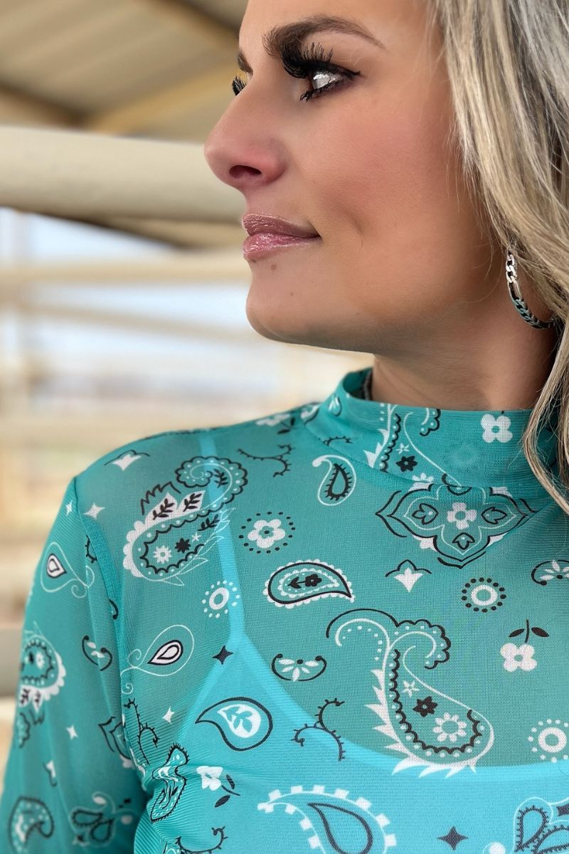 Bandana Babe Mesh Top / Turquoise by Sterling Kreek - BFF Here