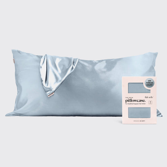 King Satin Pillowcase by Kitsch - Haze Blue - BFF Here