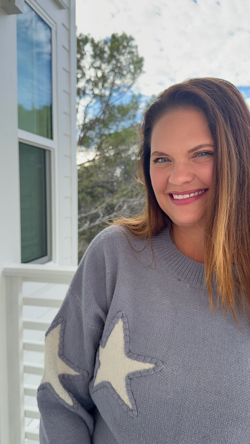 Crew Neck Sweater with Bold Star Print by Sew In Love (Ships 2-3 weeks) - BFF Here