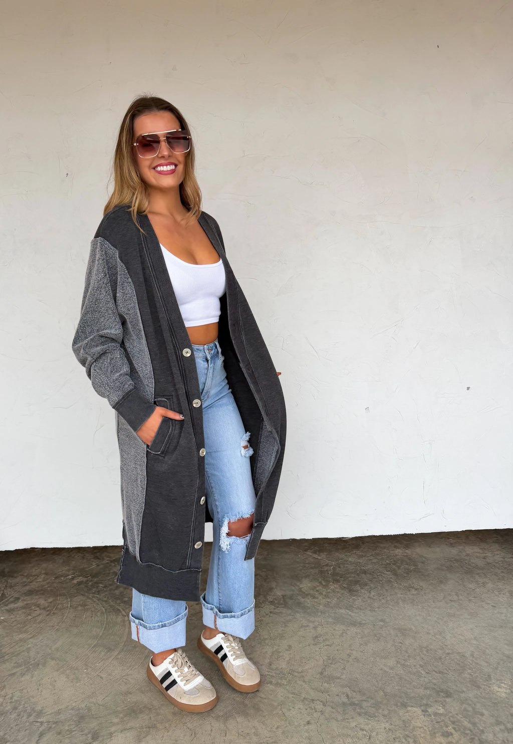 PREORDER: Desi Sweatshirt Cardigan by Blakeley (ETA Late February/ Early March) - BFF Here