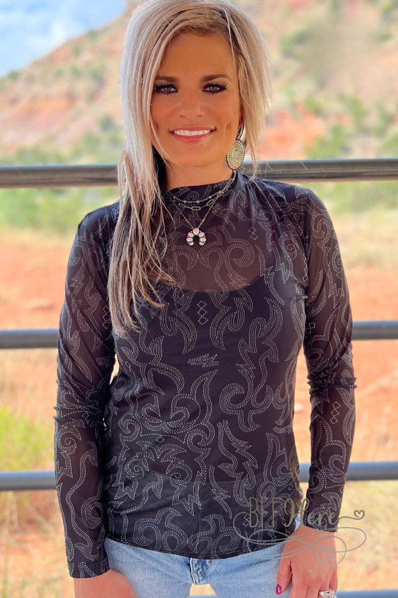 Bonfire Nights Mesh Top Black - BFF Here