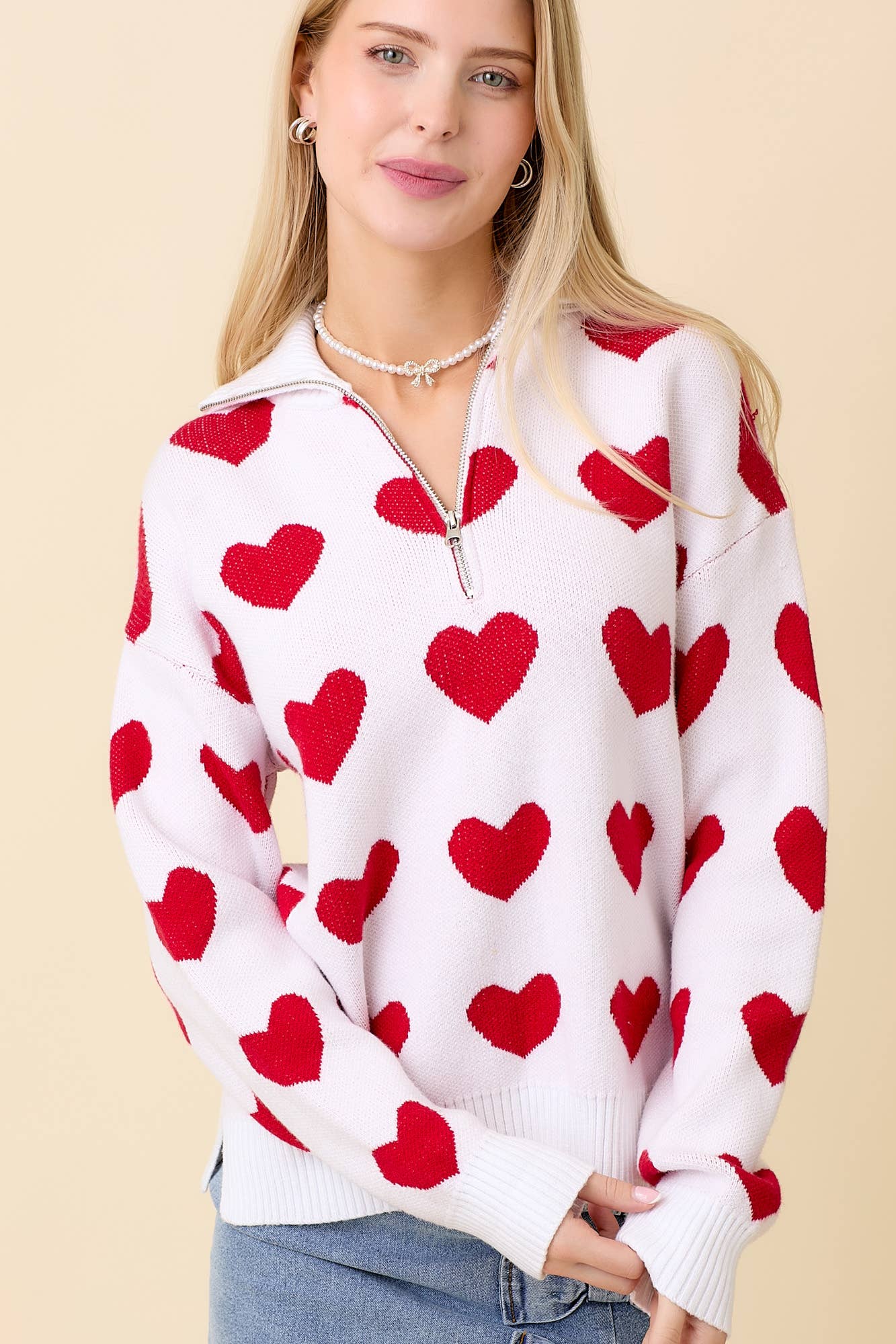 Love Struck Half-Zip Sweater - BFF Here