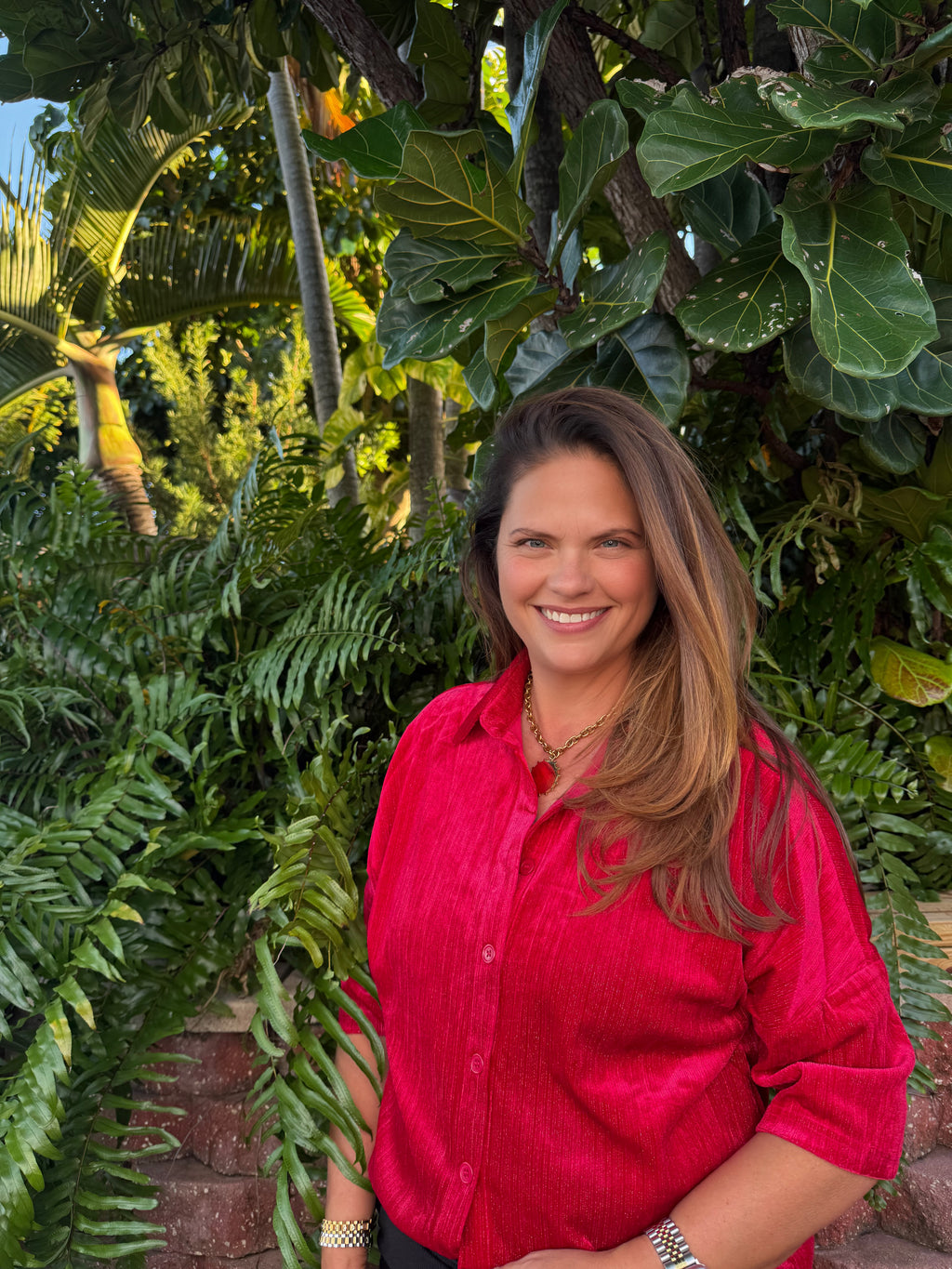 Prim Button Up Velvet Top by Jess Lea /  Red - BFF Here