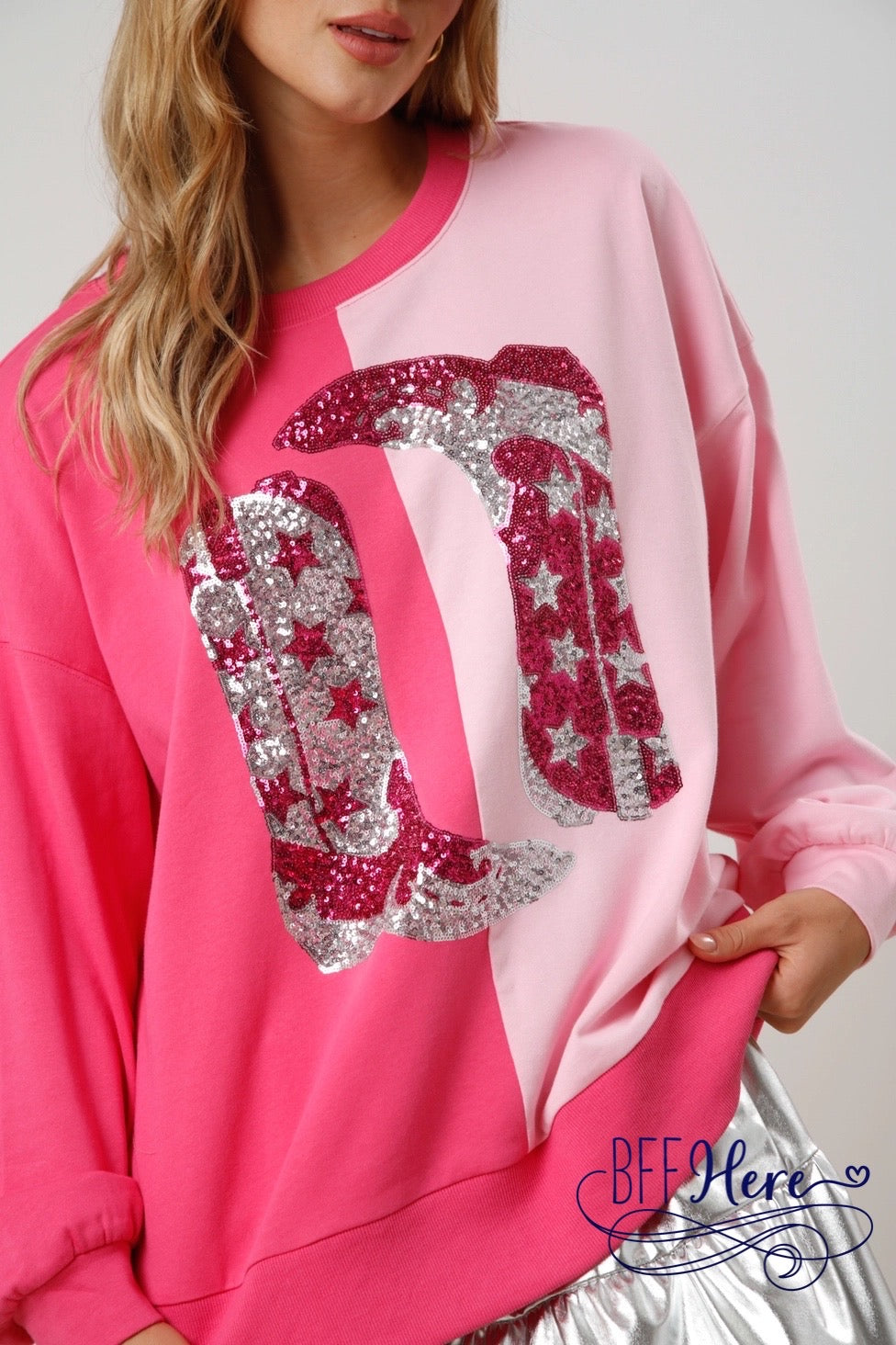 Western Harmony: Colorblock Cowboy Boot Top / Choice of Color (Pink Ships Beginning of January) - BFF Here