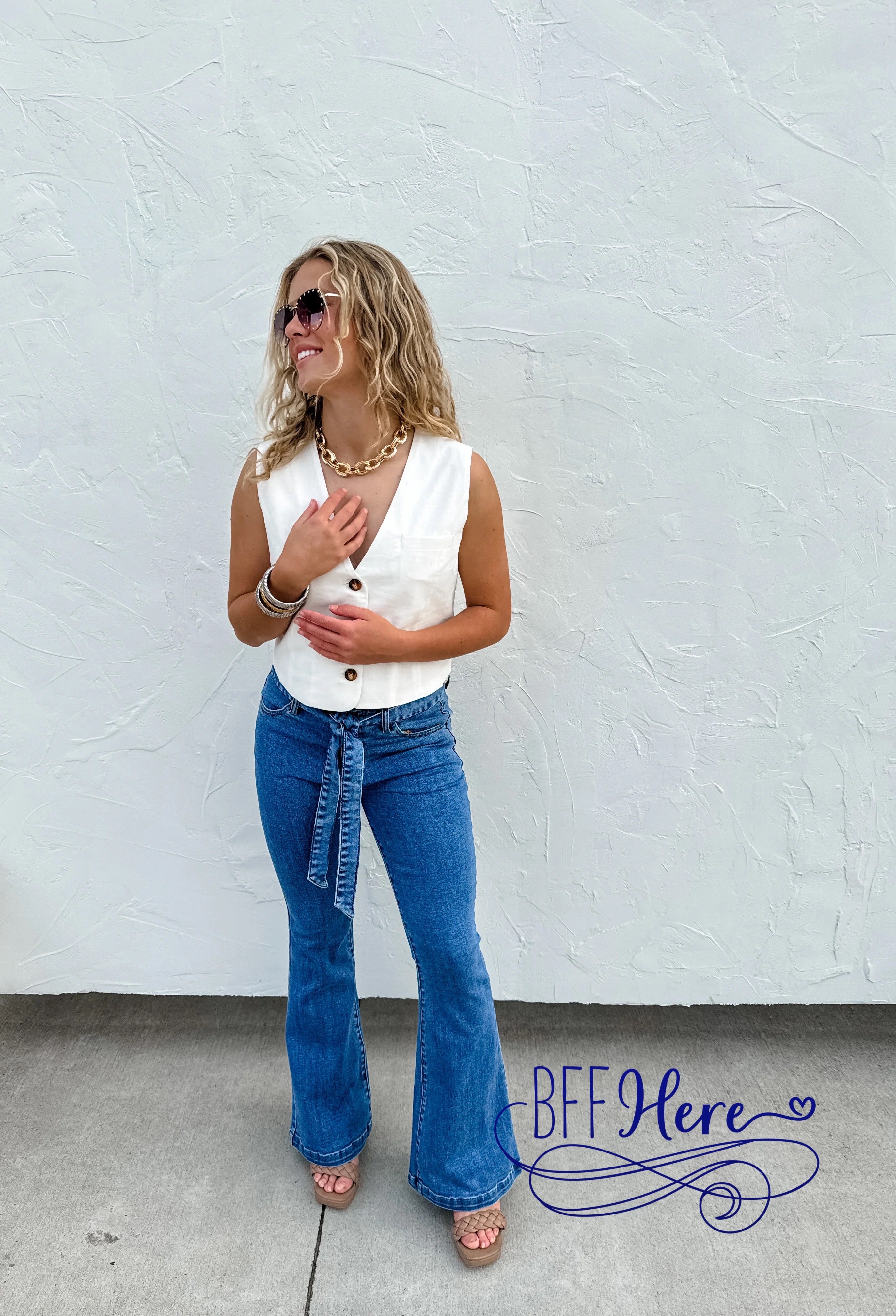 PREORDER:  Belted Bliss: Fashion-Forward Tie-Waist Jeans by Blakeley (Ships Middle of May ) - BFF Here