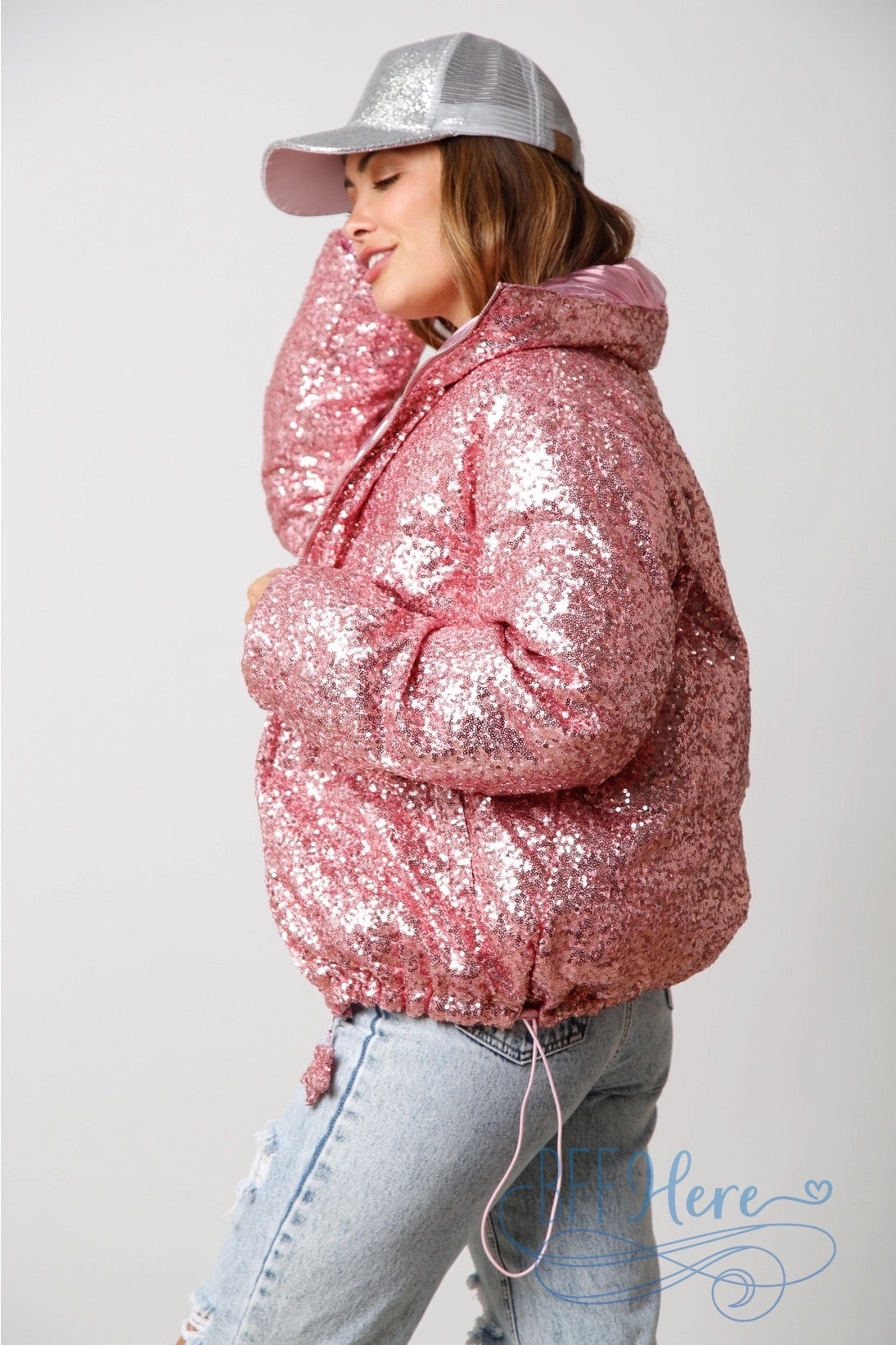 Sparkle Enchantment Sequin Puffer Jacket Choice of Color – BFF Here