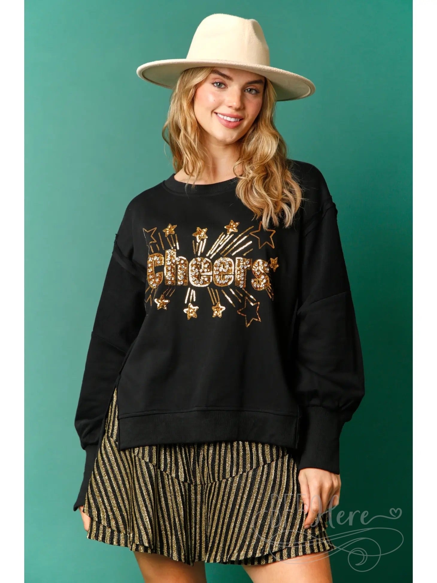 Raise a Toast: Cheers French Terry Comfort Top - BFF Here