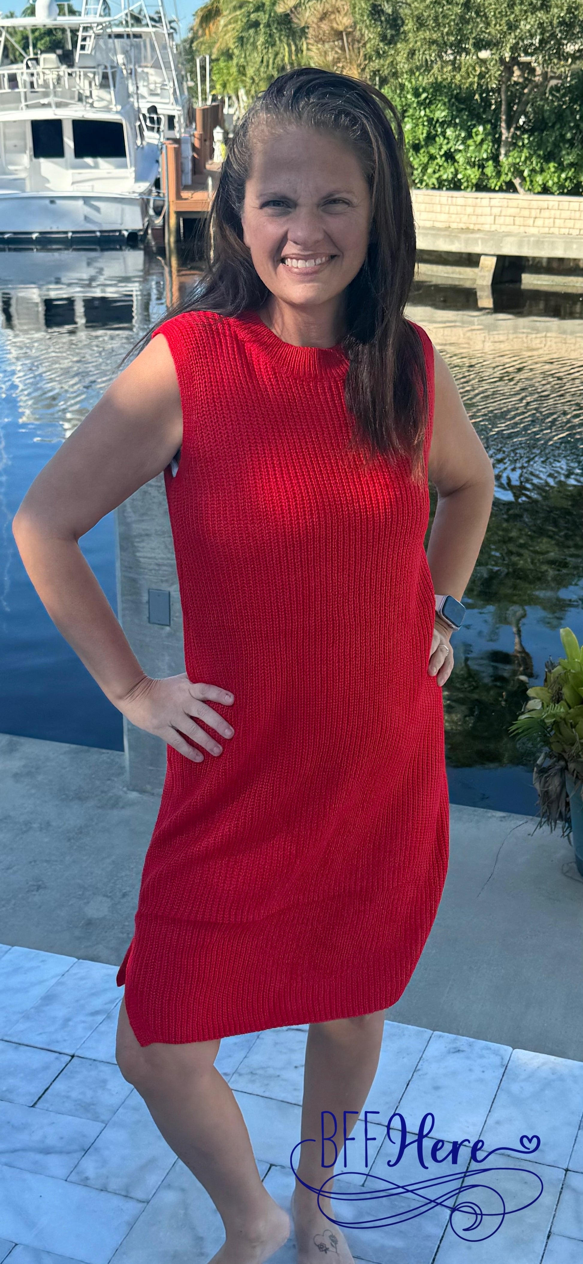 Cozy Crimson: Classic Red Sweater Dress - BFF Here