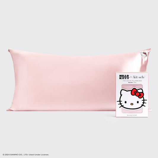 Hello Kitty x Kitsch Pillowcase King - Solid Pink Kitty Face - BFF Here