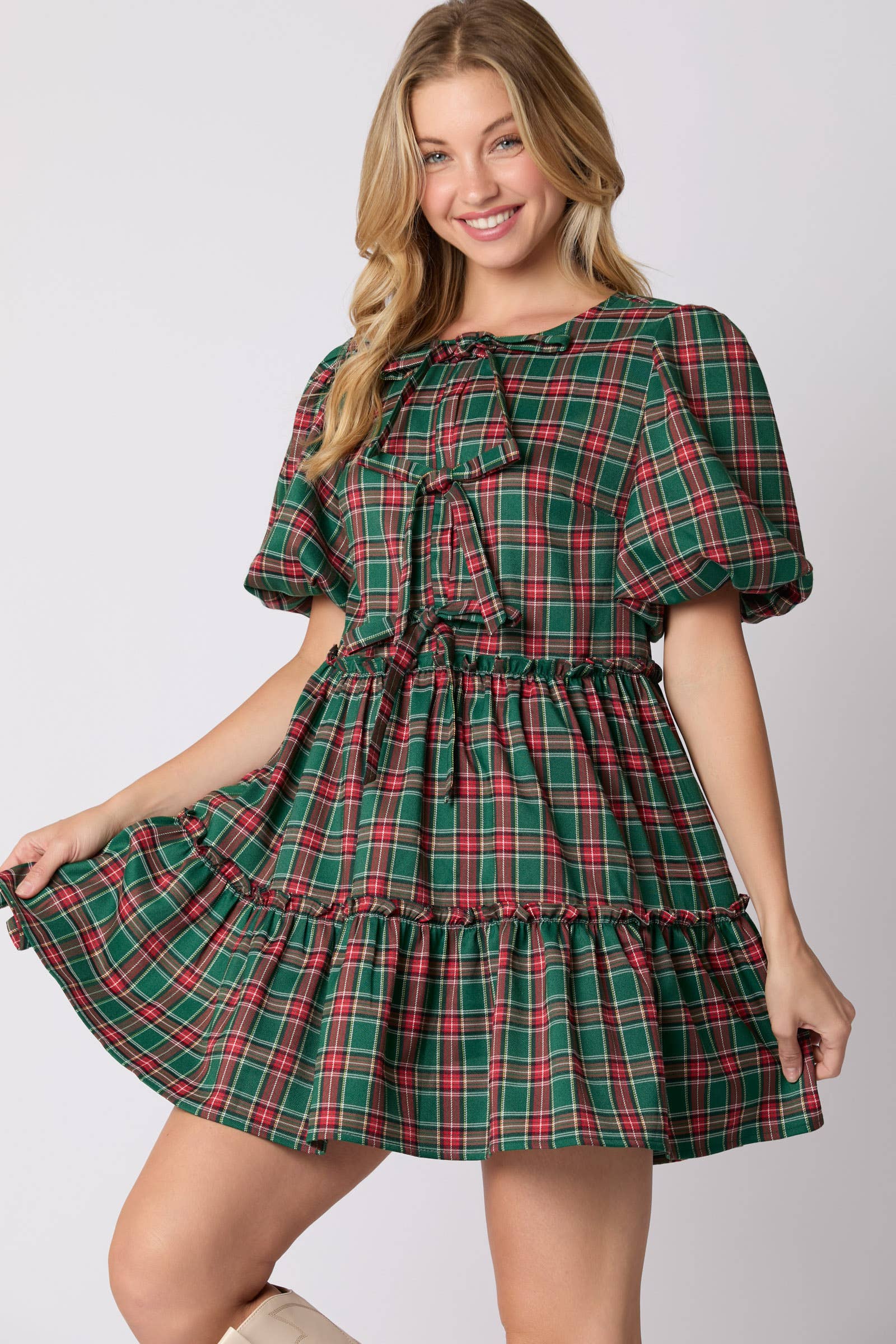 Holiday Plaid Ruffle Dress - BFF Here