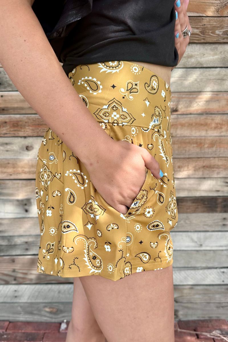 Bandana Babe Shorts Yellow by Sterling Kreek - BFF Here