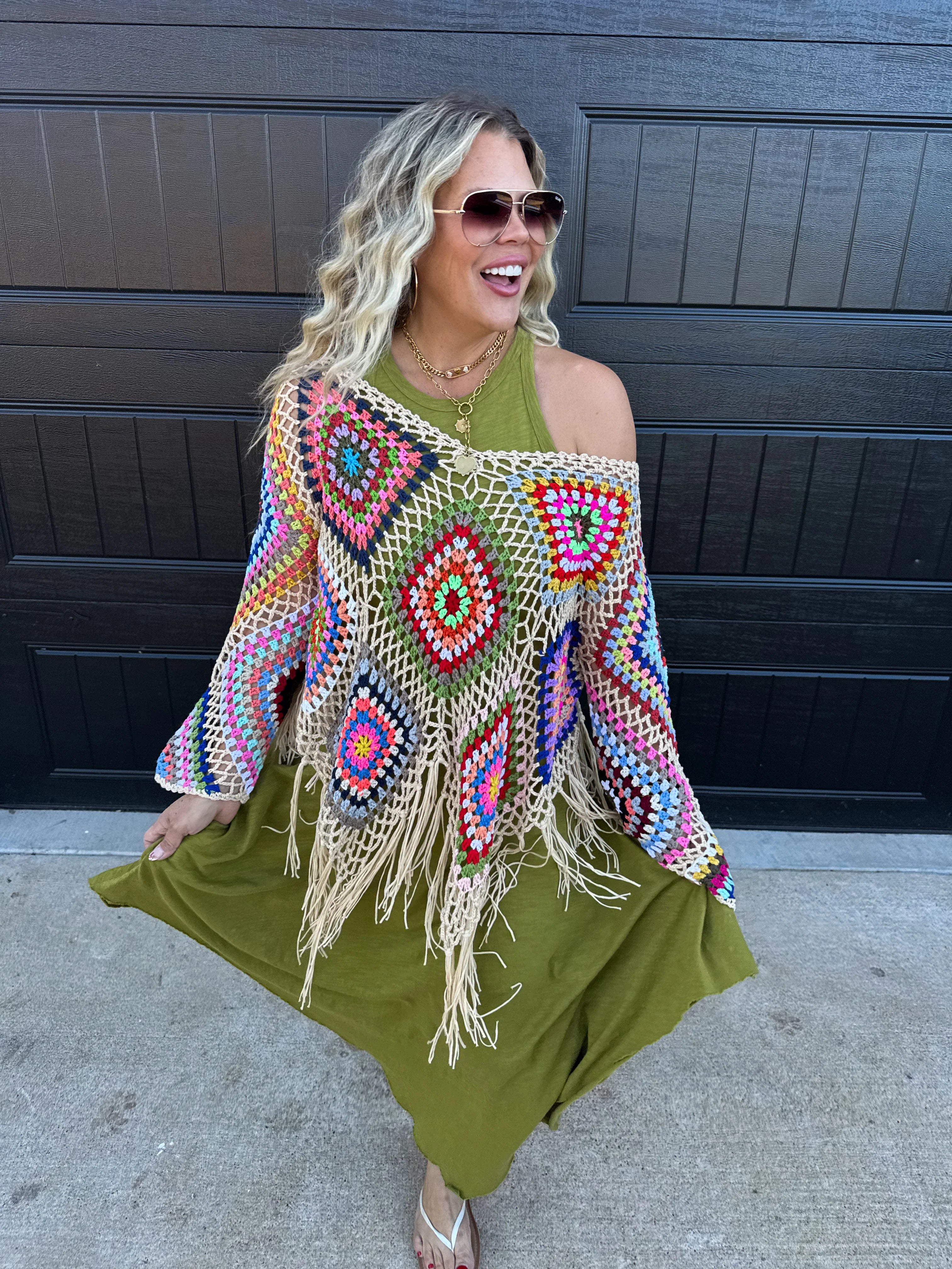 Boho Crochet Knit Top by Blakeley / Choice of Color - BFF Here