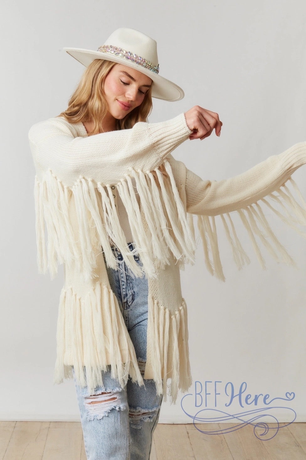 Colorful Cascade: The Fringe Cardigan / Choice of Color - BFF Here