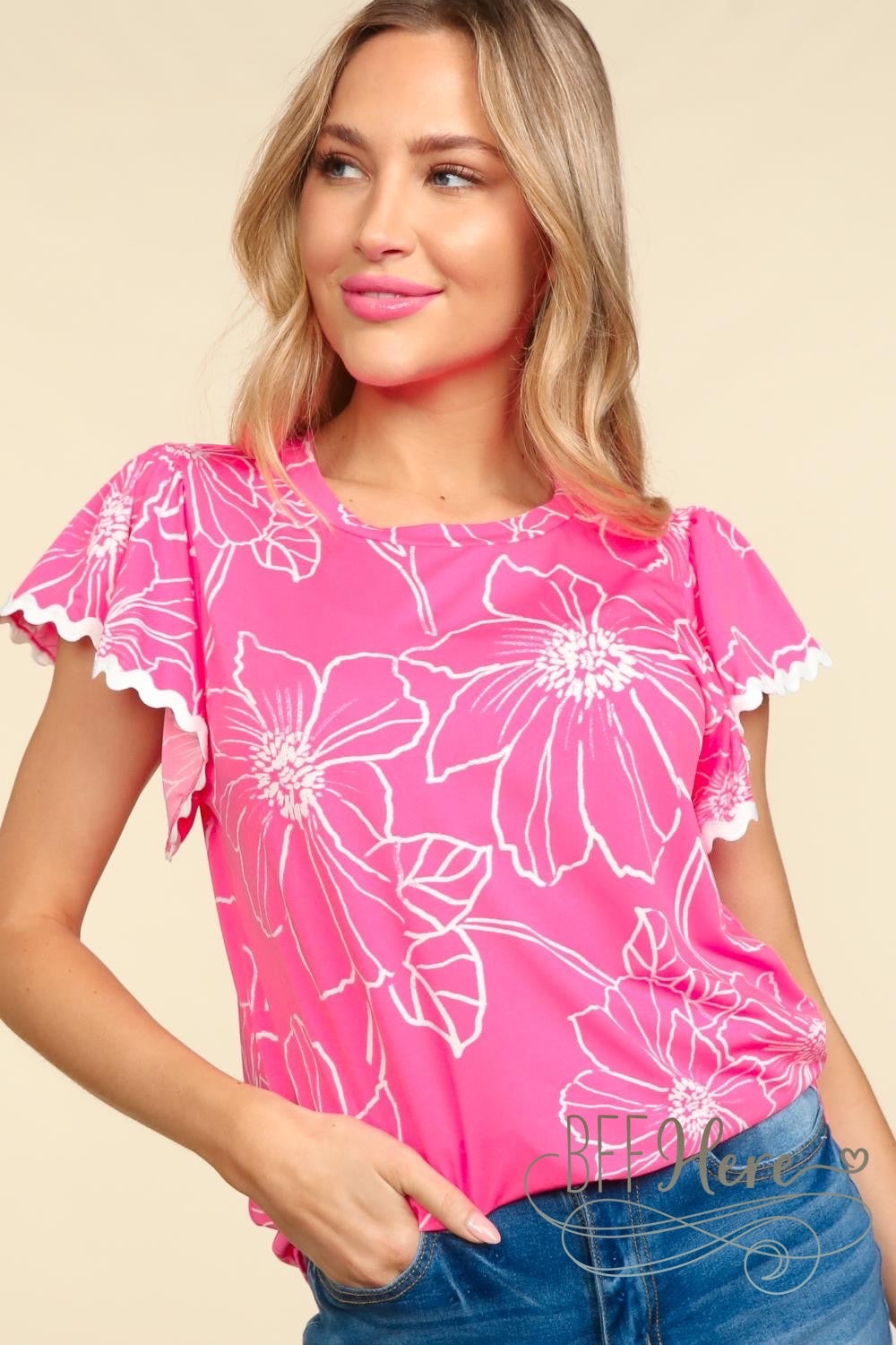 PREORDER: Blooming Rhapsody: Floral Ruffle Tee / Choice of Color (Ships End of May) - BFF Here