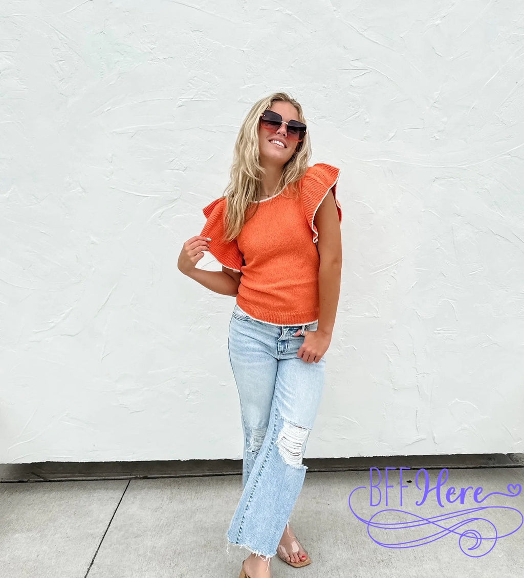 PREORDER: Chic Frills: Ruffle Sleeve Knit Top / Choice of Color by Jodifl (Ships Beginning of April) - BFF Here