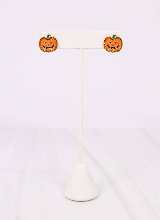 Smiling Jack o Lantern Earring ORANGE - BFF Here