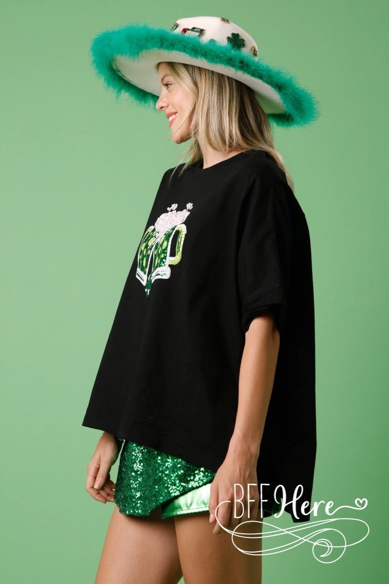 PREORDER: Leprechaun's Delight: Sequin Cheers Top / Choice of Color (Black Ships Beginning of January) - BFF Here