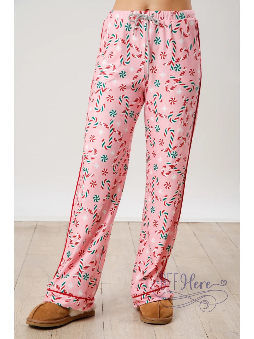 Candy Cane Print PJ Pants: Sweet Dreams of the Holidays - BFF Here