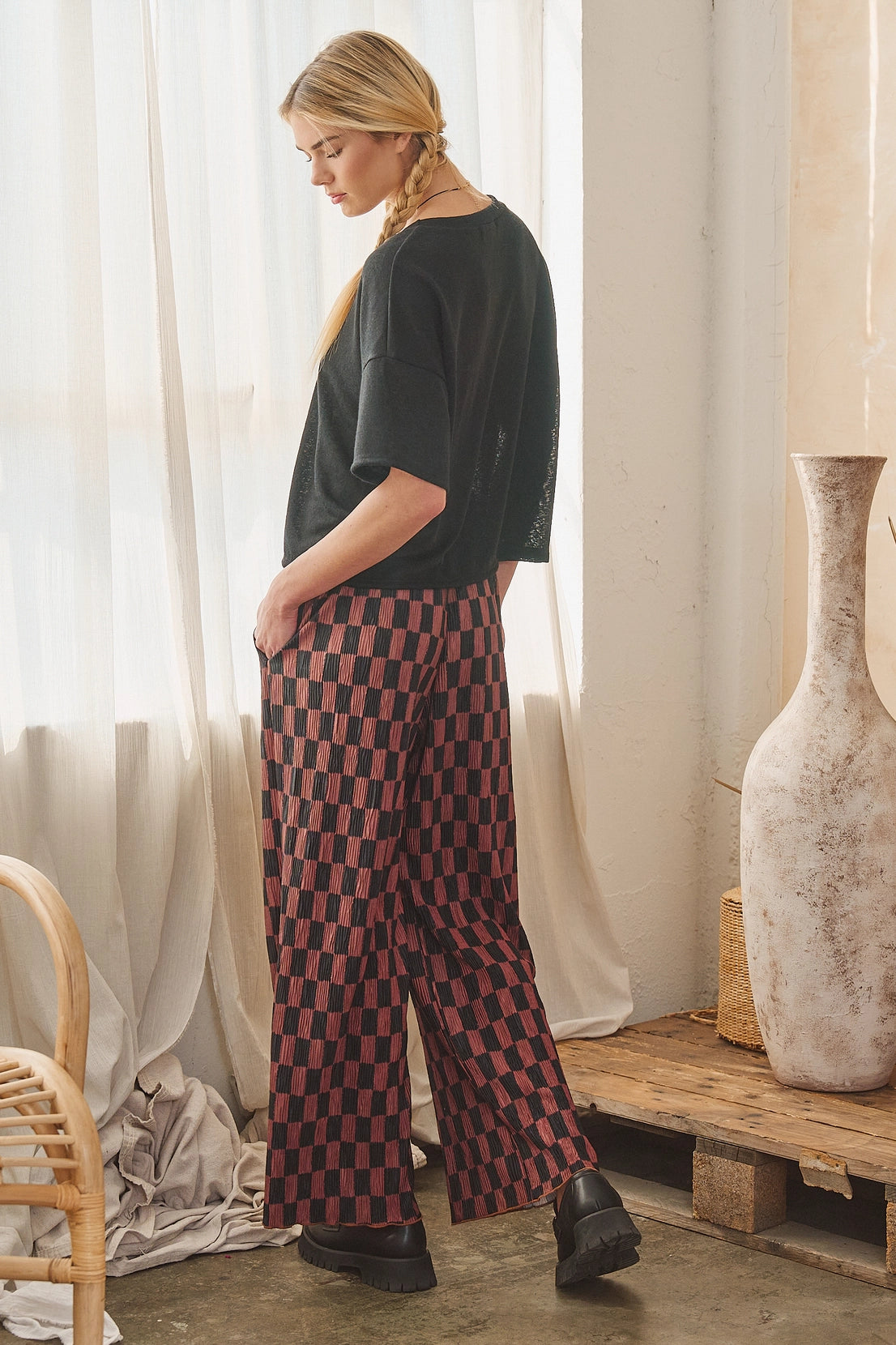 Retro Checkered Wide-Leg Pants by Jade by Jane (Ships 2-3 weeks) - BFF Here
