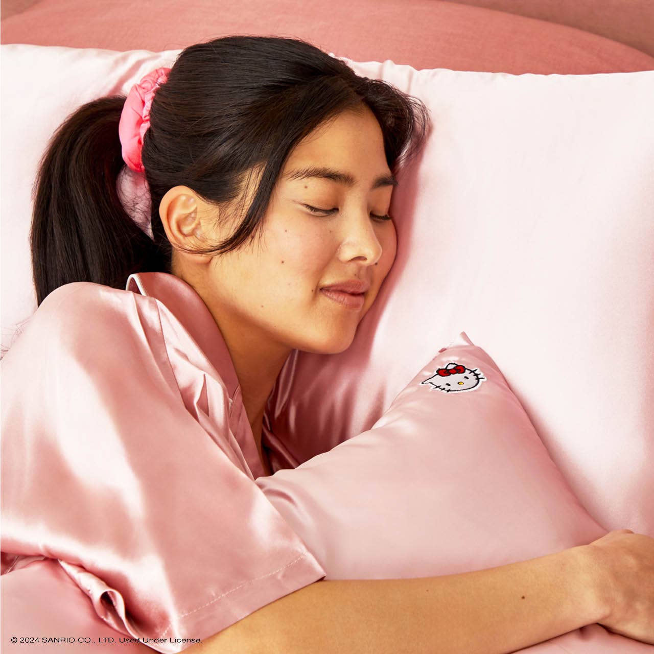 Hello Kitty x Kitsch Pillowcase Standard - Solid Pink Kitty Face - BFF Here