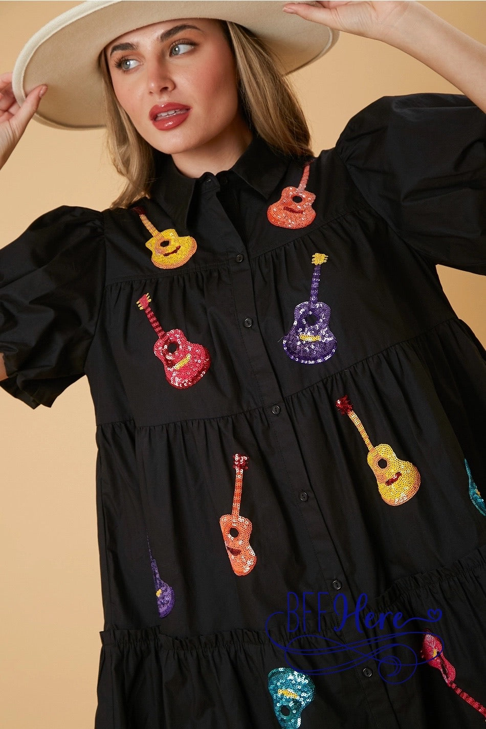 PREORDER: Strum & Shine: Dazzling Sequin Guitar Dress / Choice of Color (Ships Middle of March) - BFF Here