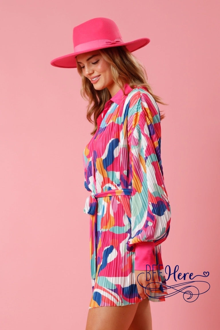 PREORDER: Swirl into Style: Playful Brushstroke Mini Dress for the Bold and Beautiful (Ships end of December) - BFF Here