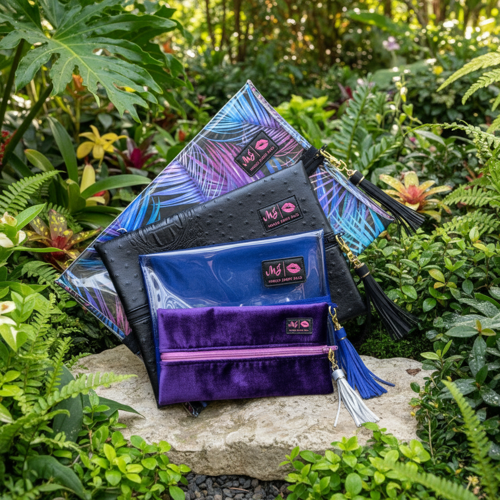 The Neon Palms Mixed Set by Makeup Junkie Bags