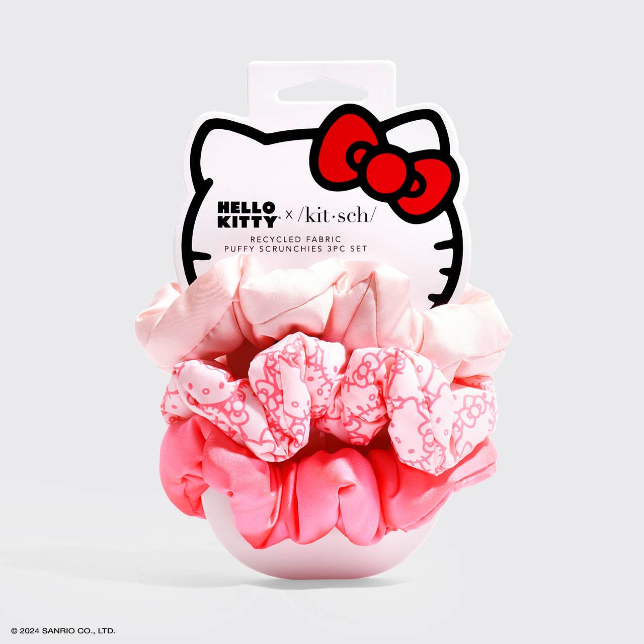 Hello Kitty x Kitsch Recycled Fabric Puffy Scrunchies Set - BFF Here