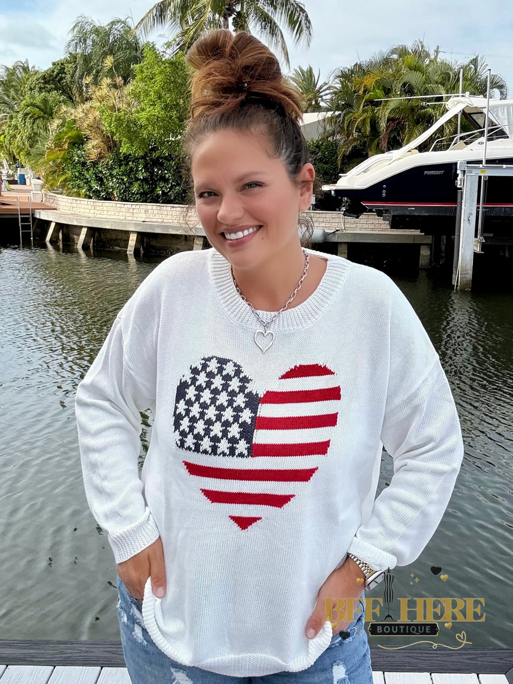 American Flag Heart Sweater by Jess Lea - BFF Here