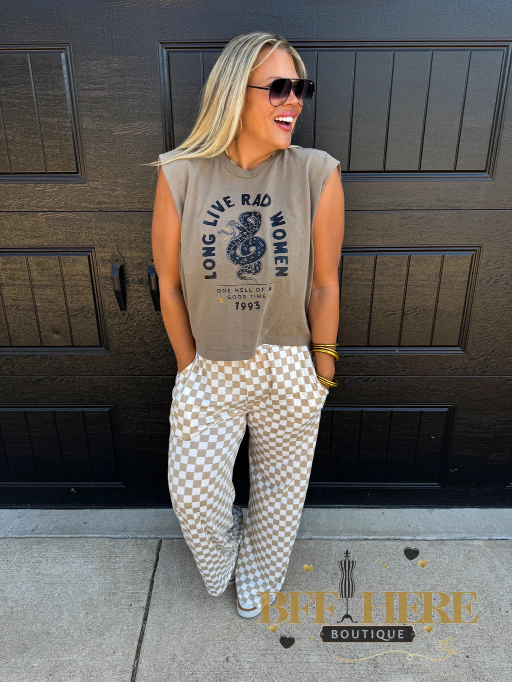 Bold Block Checker Pants by Blakeley - BFF Here
