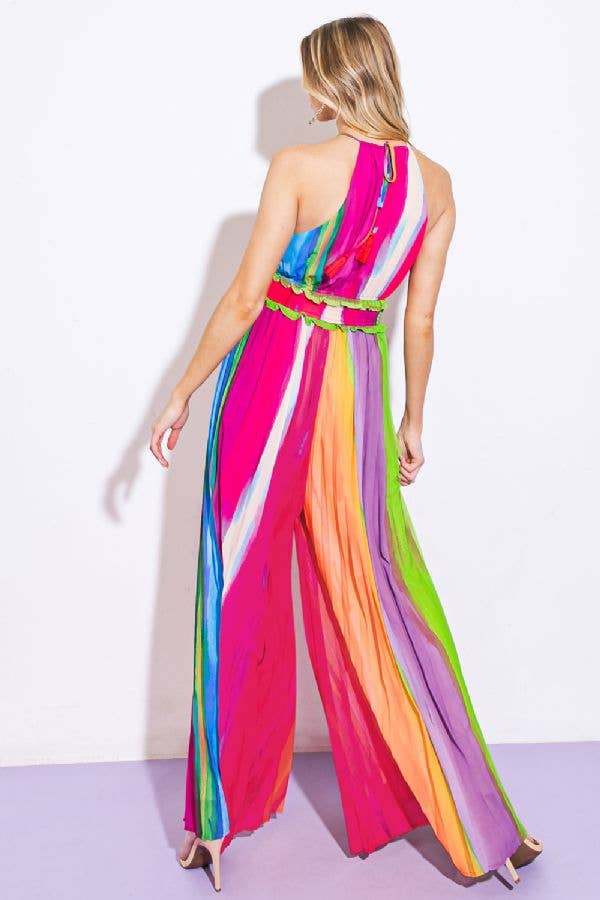 Prismatic Elegance Halter Jumpsuit - BFF Here