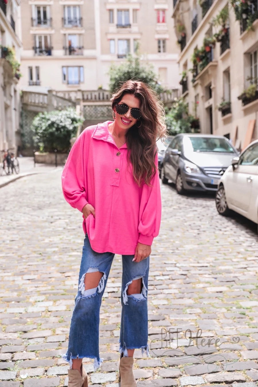 Harper Button Top / Choice of Color - BFF Here