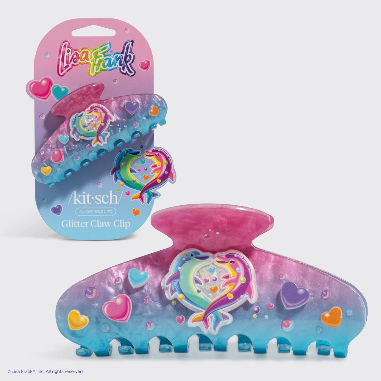 Lisa Frank X Kitsch Glitter Claw Clip in Dancing Dolphins™