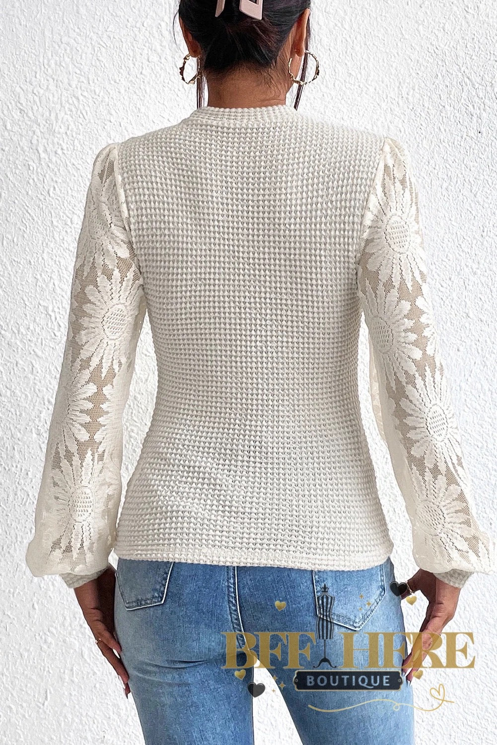 Delicate Bloom Lace Sleeve Top - BFF Here