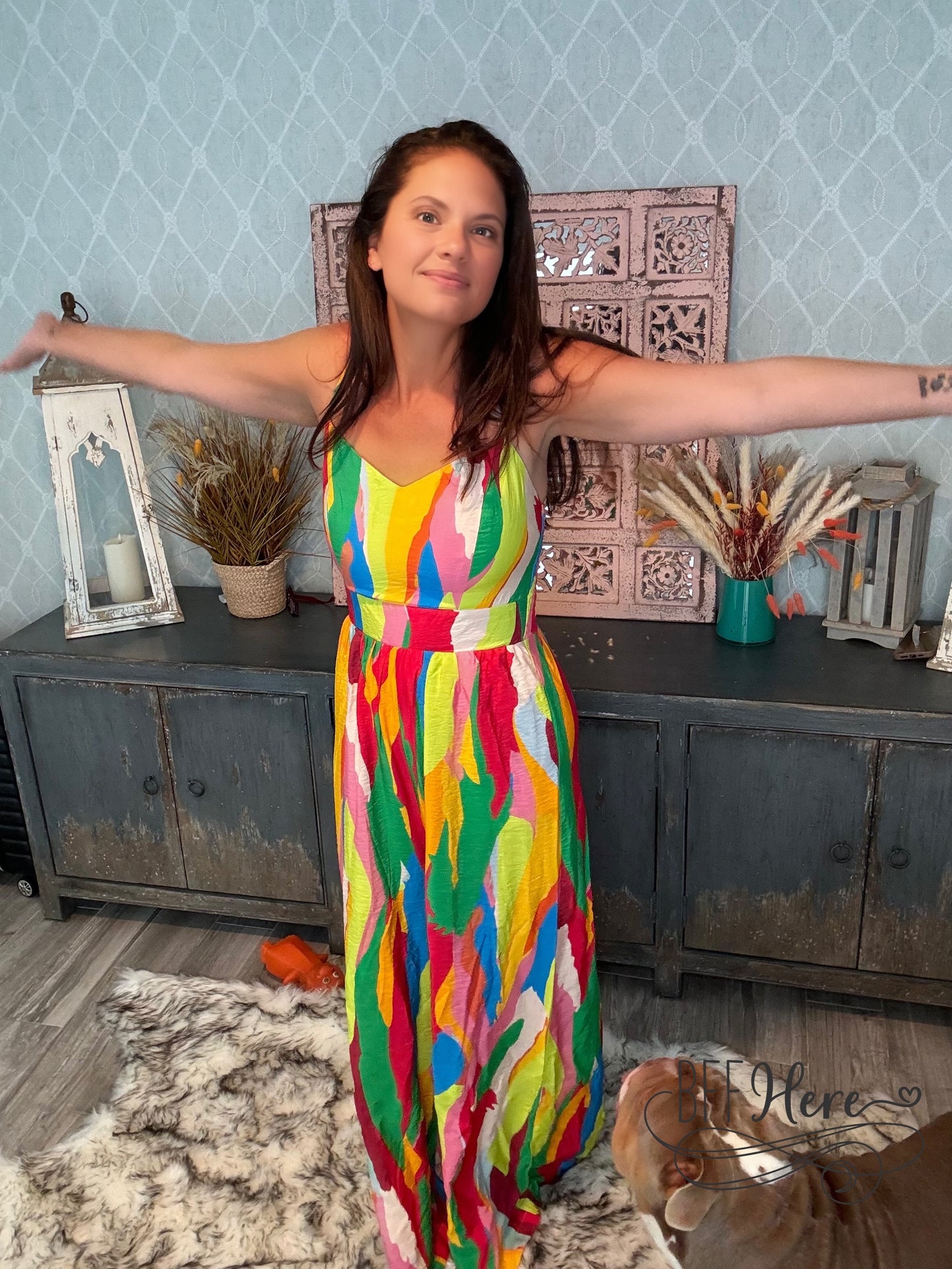 Rainbow Splash Spaghetti Strap Jumpsuit - BFF Here