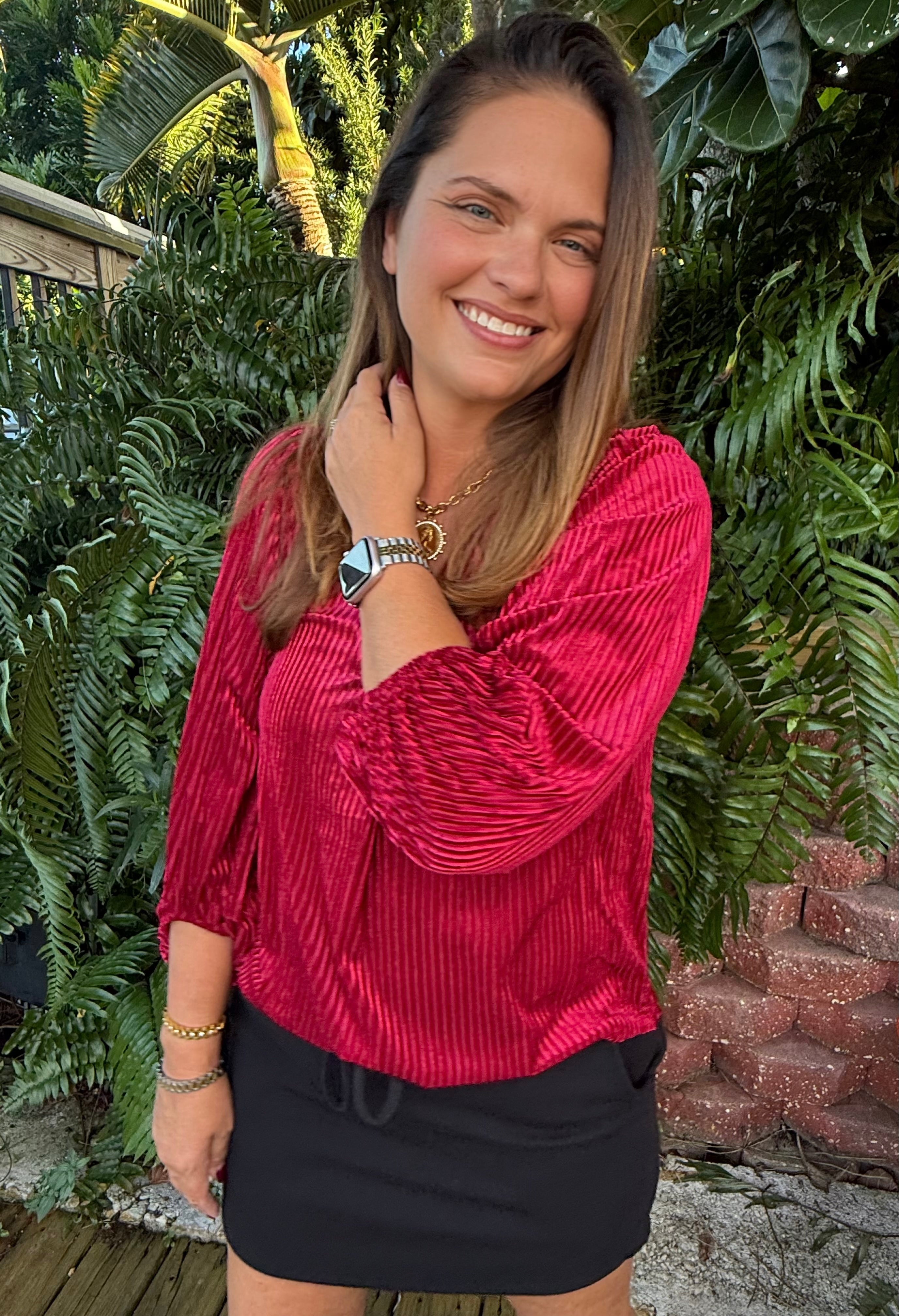 Ivy Velvet Textured Top by Jess Lea / Red - BFF Here