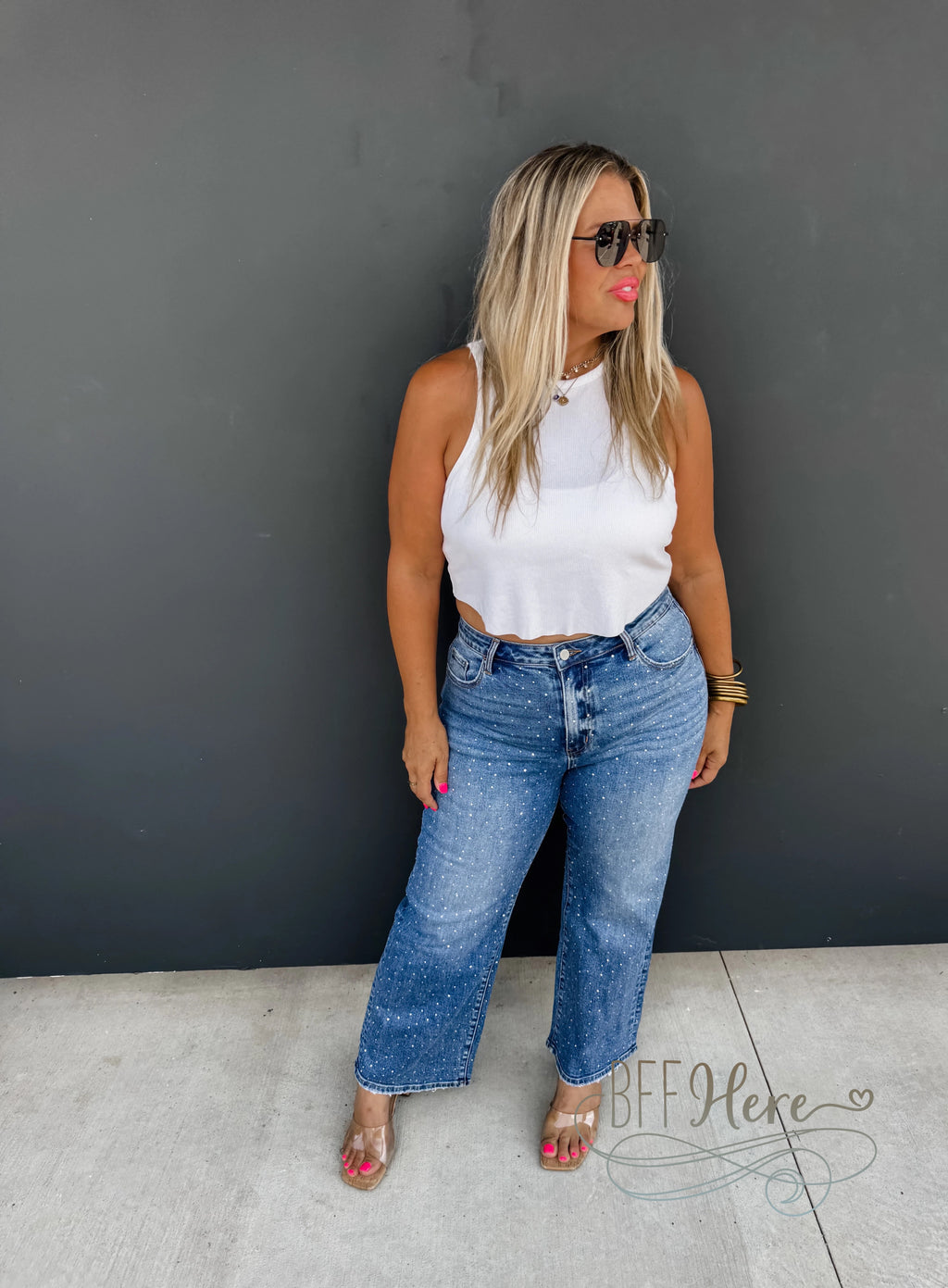 PREORDER: Rhinestone Cowgirl Mid Rise Denim by Blakeley (Ships Beginning of October) - BFF Here