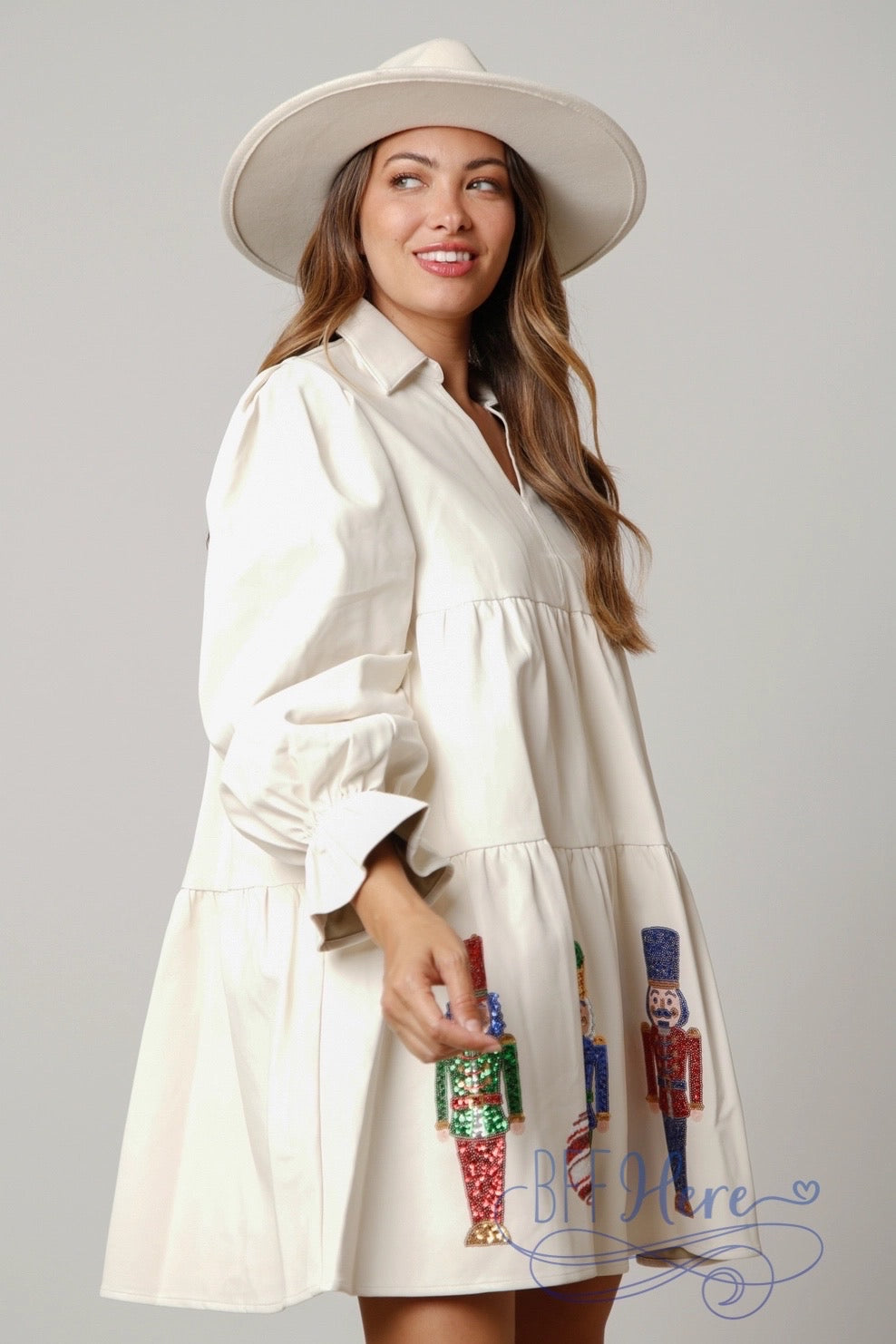 Festive Fantasy: Nutcracker & Ornaments Holiday Mini Dress / Choice of Color - BFF Here