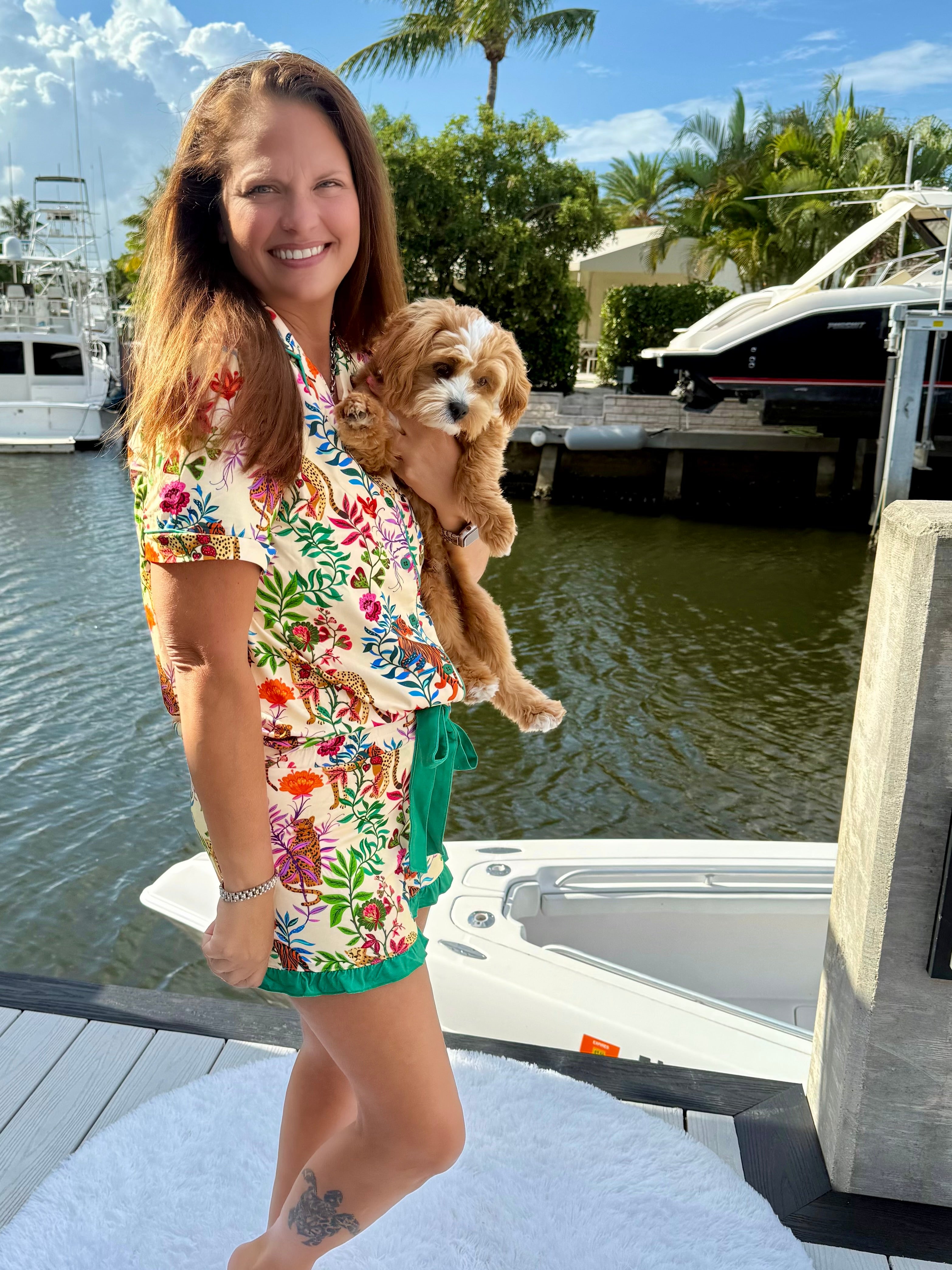 Jungle Oasis Short Sleeve Ruffle Pajama Set by Jess Lea - BFF Here