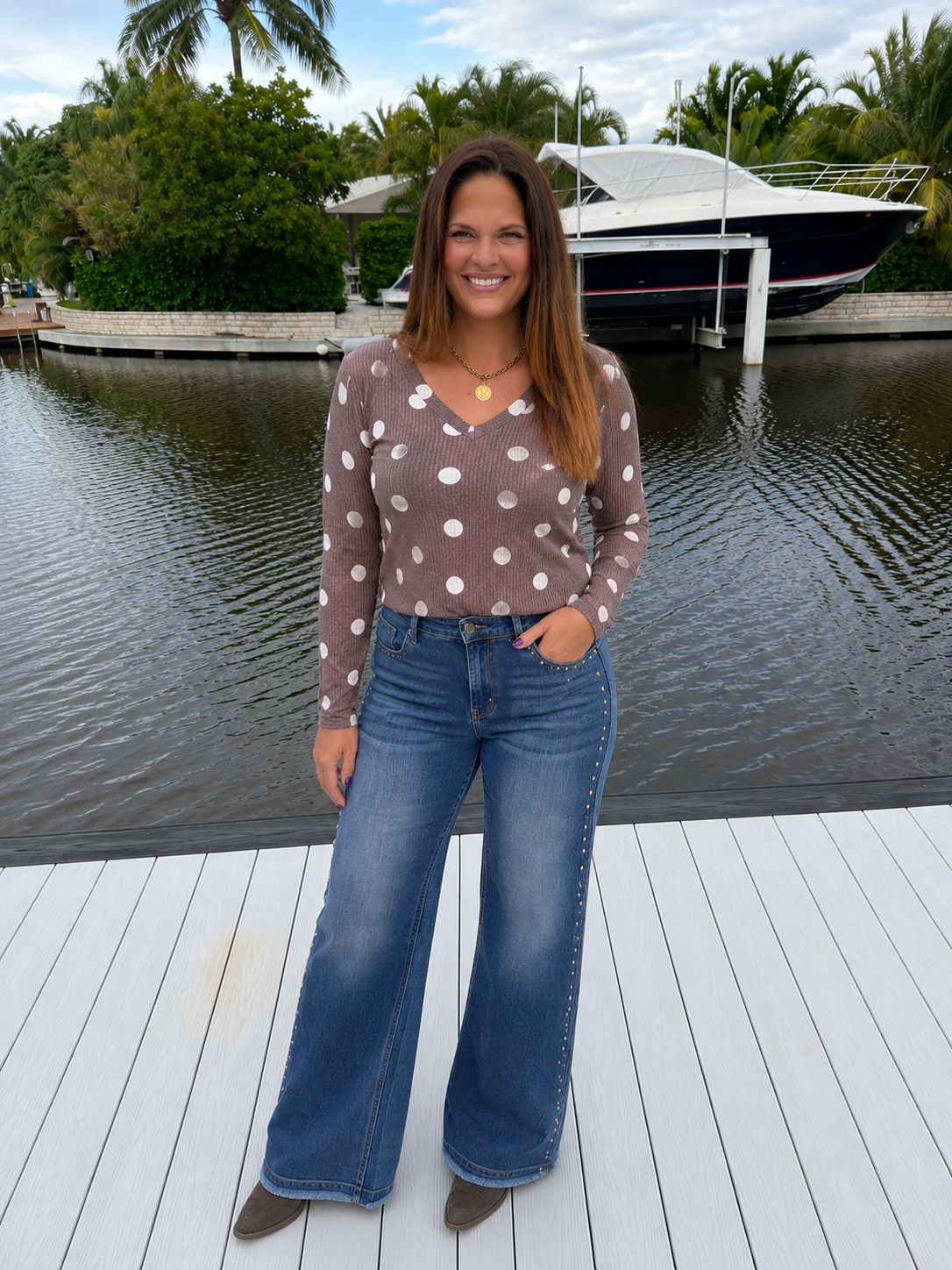 Prairie Polka Top / Chocolate Brown by Sterling Kreek (Ships in 1-2 Weeks)