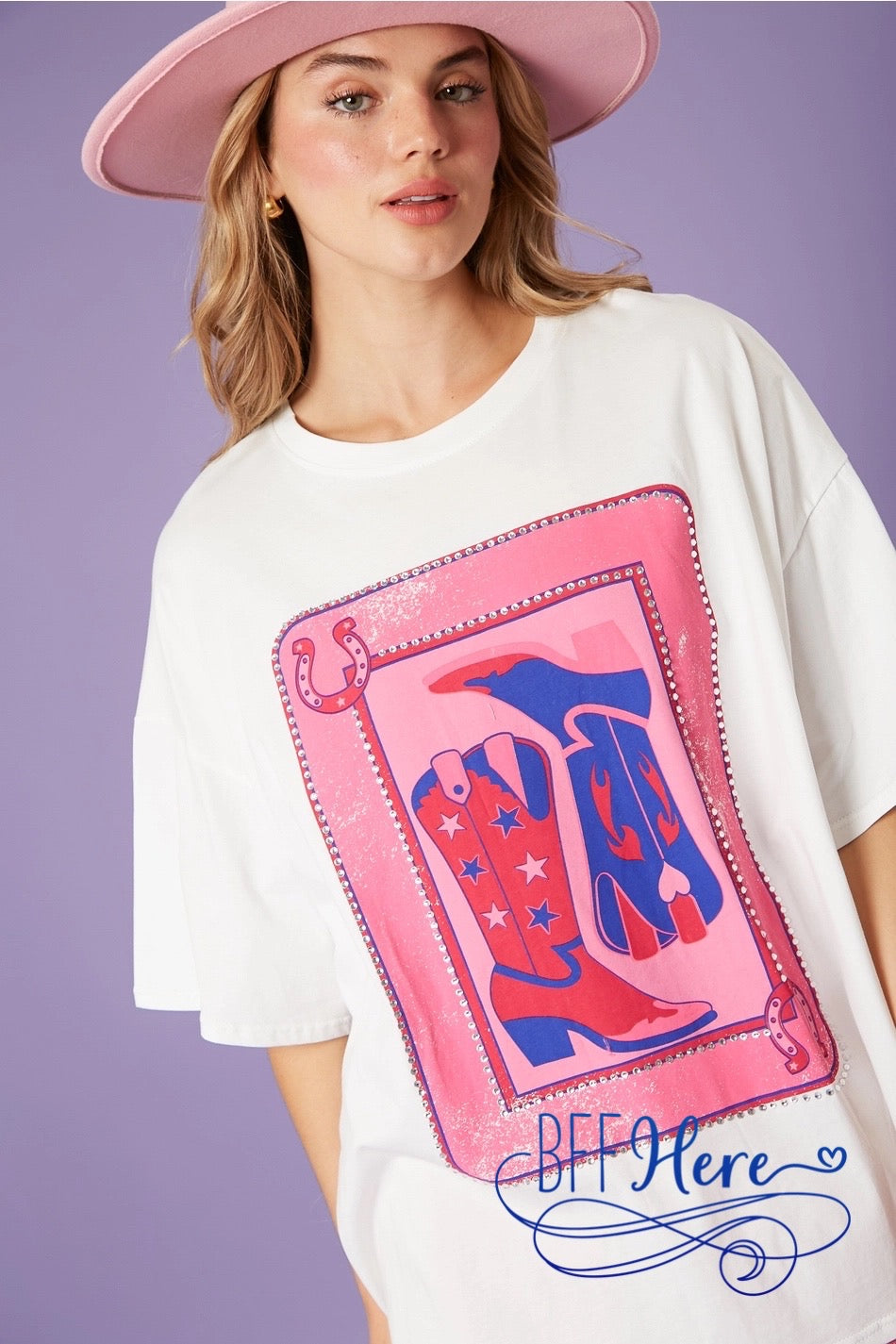 Cowgirl Kicks: The Boot-iful Card Print T-Shirt / Choice of Color - BFF Here