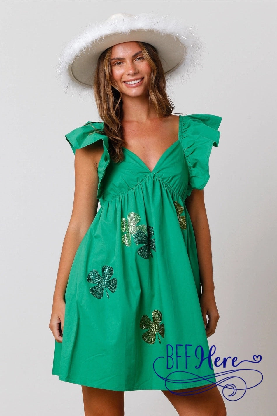 Glittering Clover: St. Patrick's Ruffle Dress - BFF Here