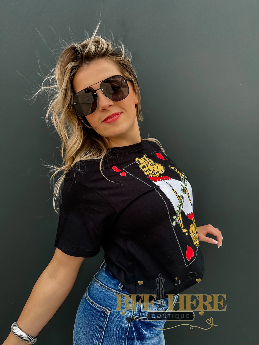 Cheetah Queen Of Hearts Tee by Blakeley - BFF Here