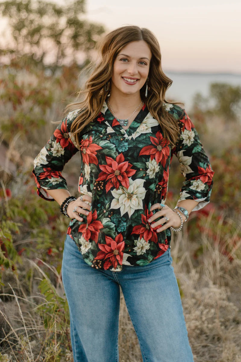 Poinsettia Season Top by Sterling Kreek - BFF Here