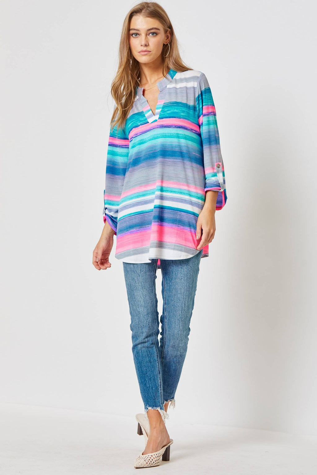 Lizzy 3/4 Sleeve Top by Dear Scarlett / Multi - BFF Here