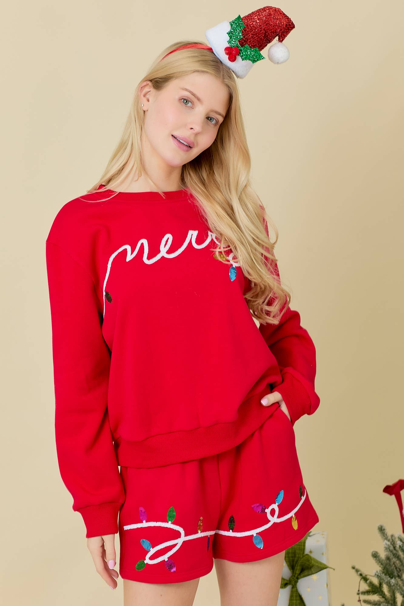 Merry Sequined Letter with Christmas Knit Top - BFF Here