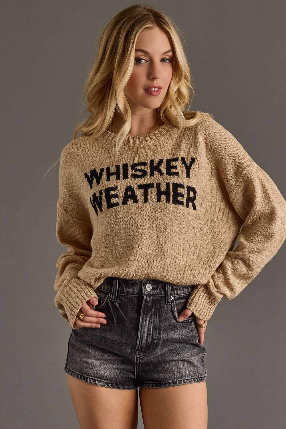 PREORDER: Tan Whiskey Weather Lightweight Sweater by Panache (ETA: Late November) - BFF Here