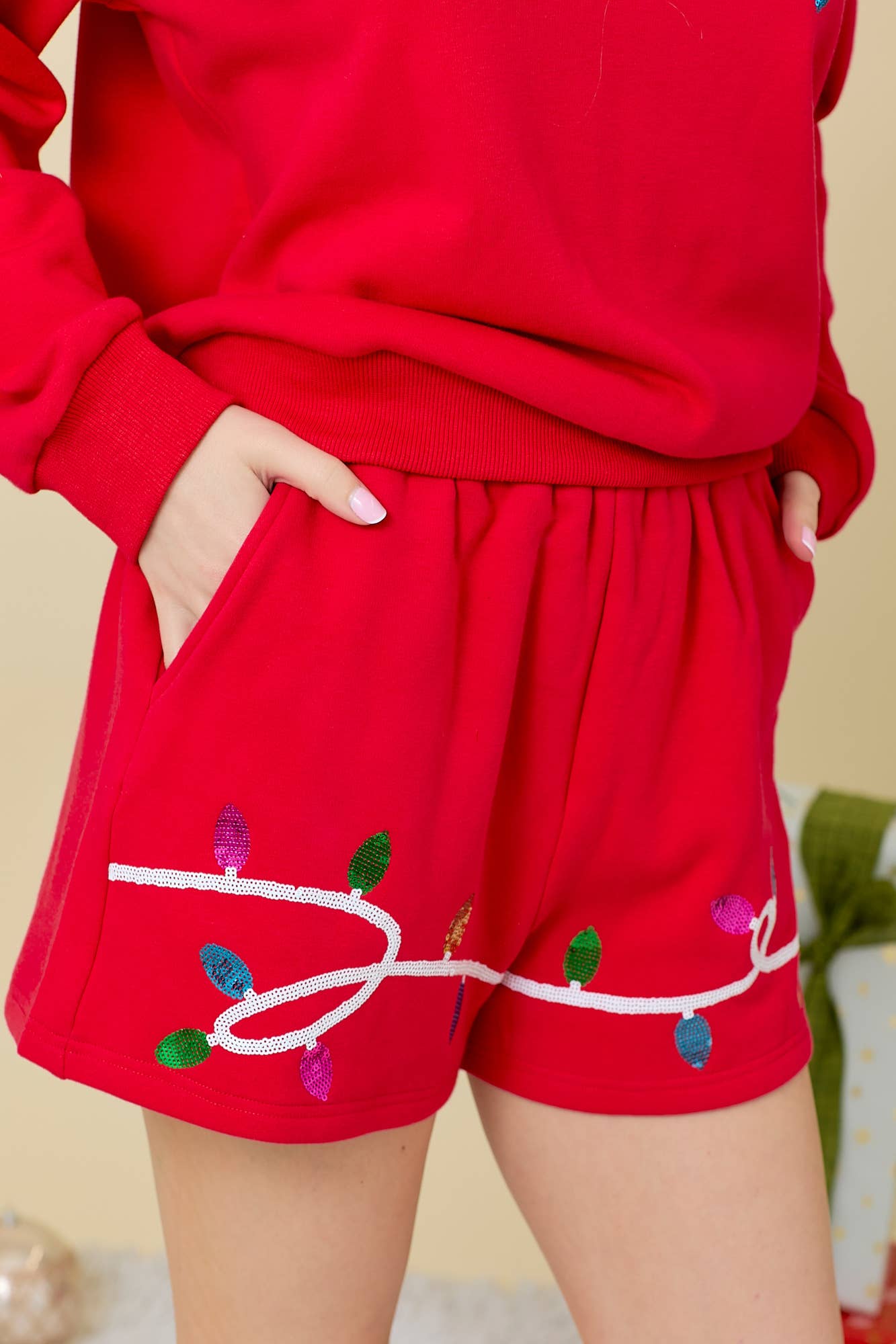 Sequin Christmas Light Shorts - BFF Here